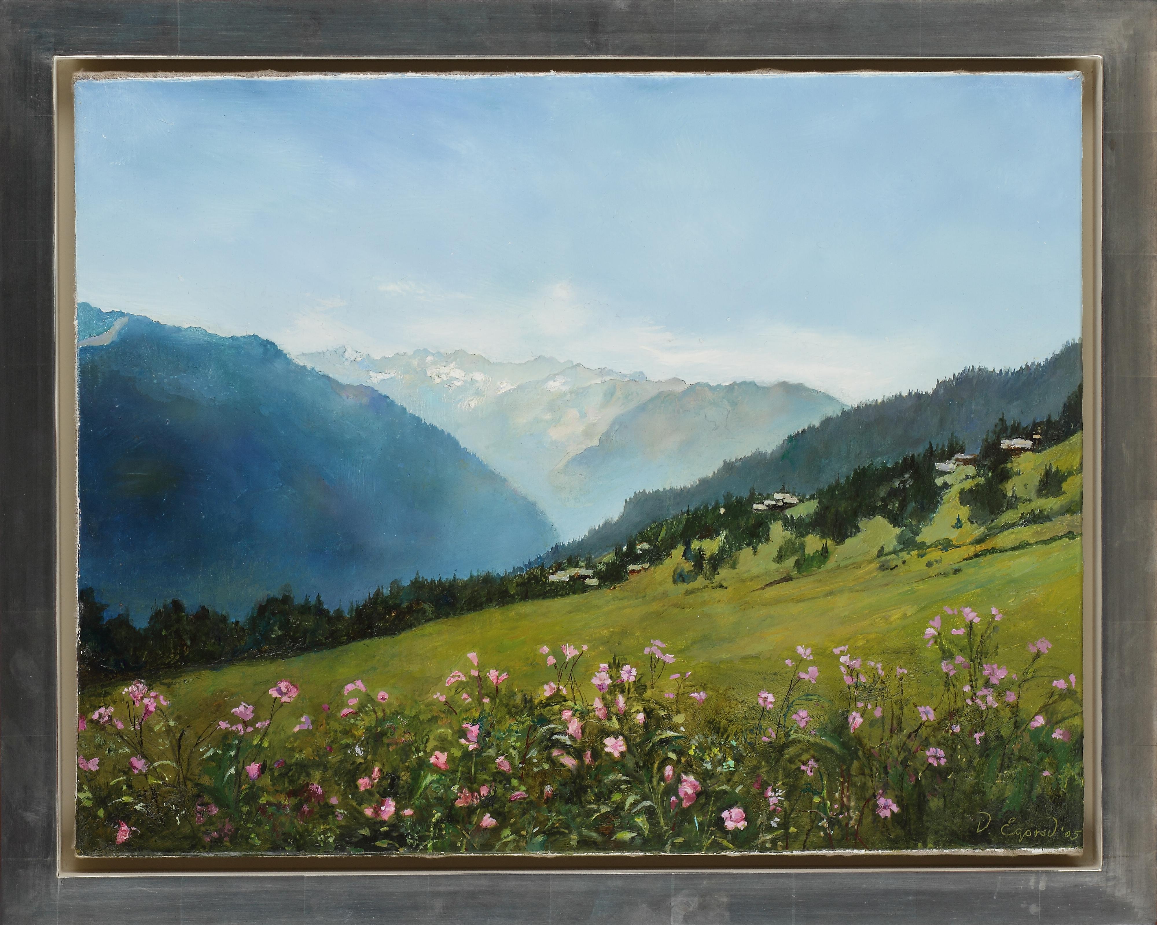 Verbier Spring -Victor Egorov, Russie, Suisse, Printemps, Alpes, Huile, Montagne
