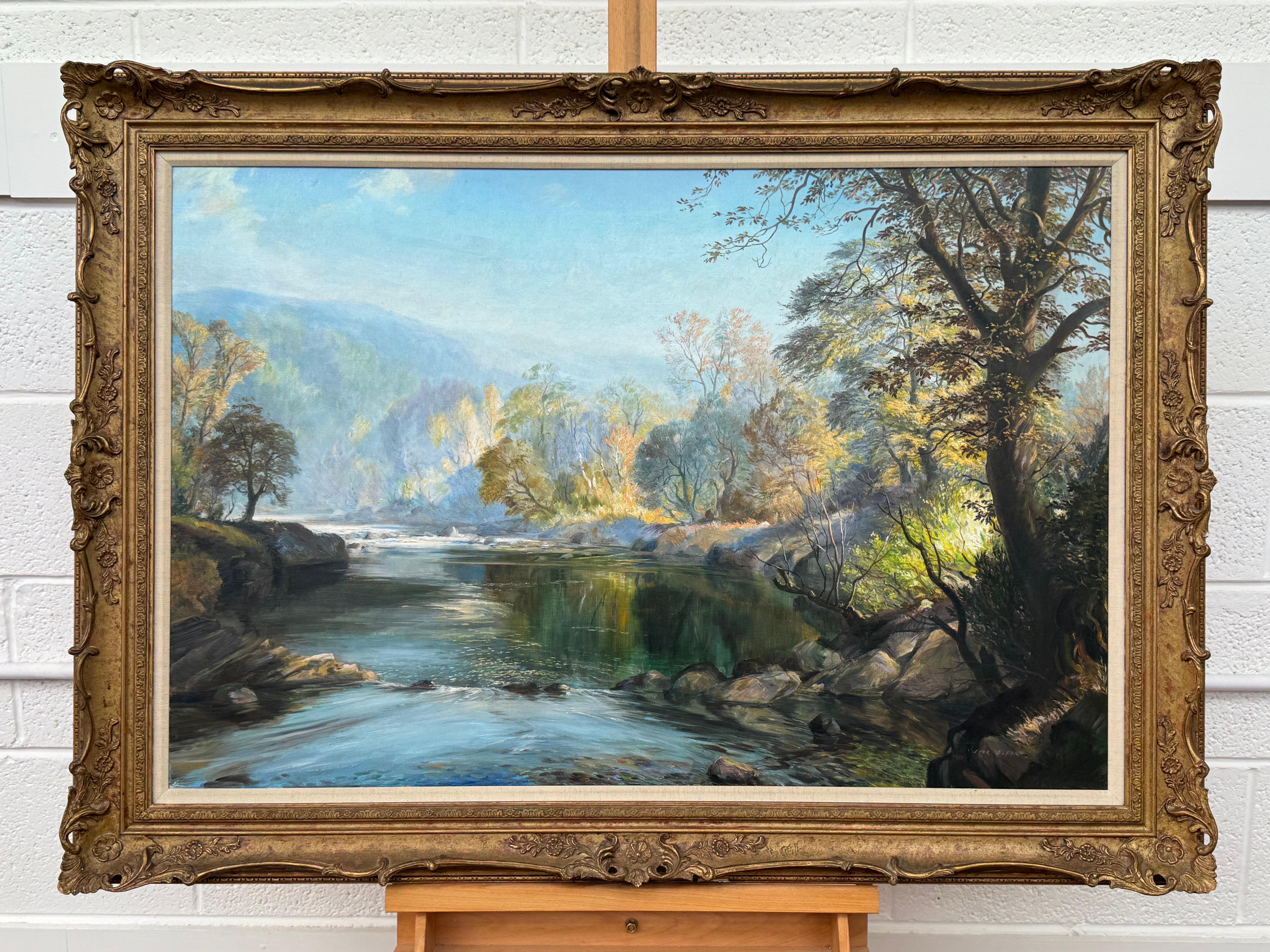 Il fiume Darte nel Devon, nella campagna inglese, opera di un artista britannico del XX secolo - Painting Realismo di Victor Elford