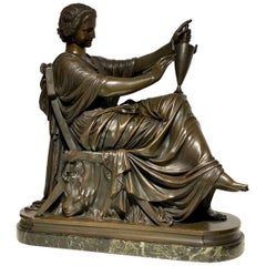 Victor Etienne Simyan Etruscan Seated Bronze Figure