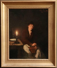 Grinding Coffee - 19th Century Oil, Figure in Interior by Victor Gabriel Gilbert