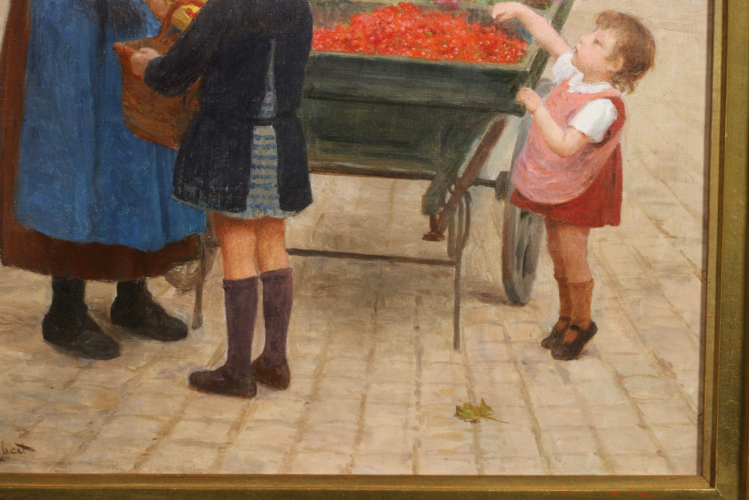 La Marchande de Fleurs - Huile figurative réaliste française de Victor Gilbert en vente 5