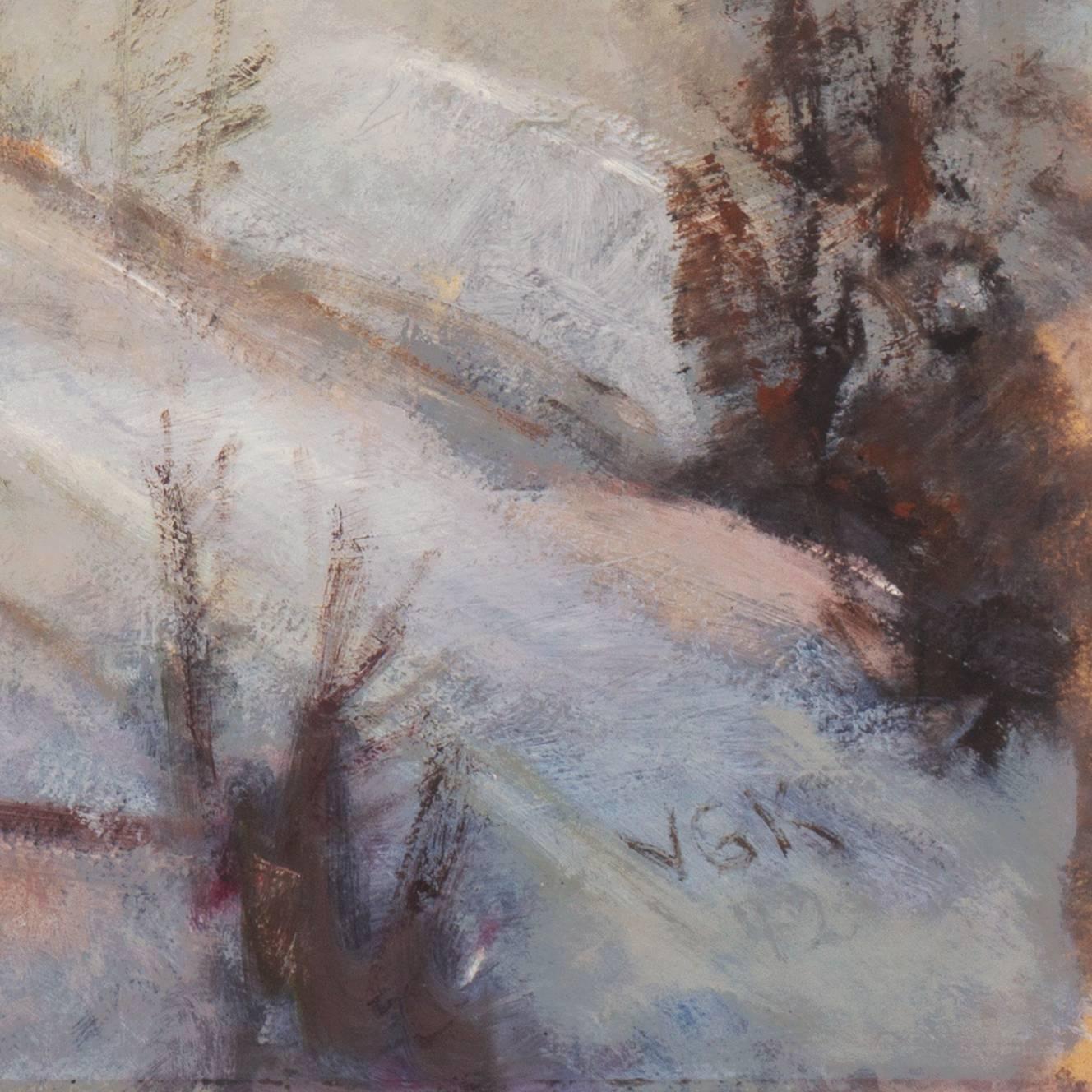 'Winter Landscape', Post-Impressionist Oil, Charlottenborg Academy of Fine Arts  - Painting by Victor Georg Kühnel