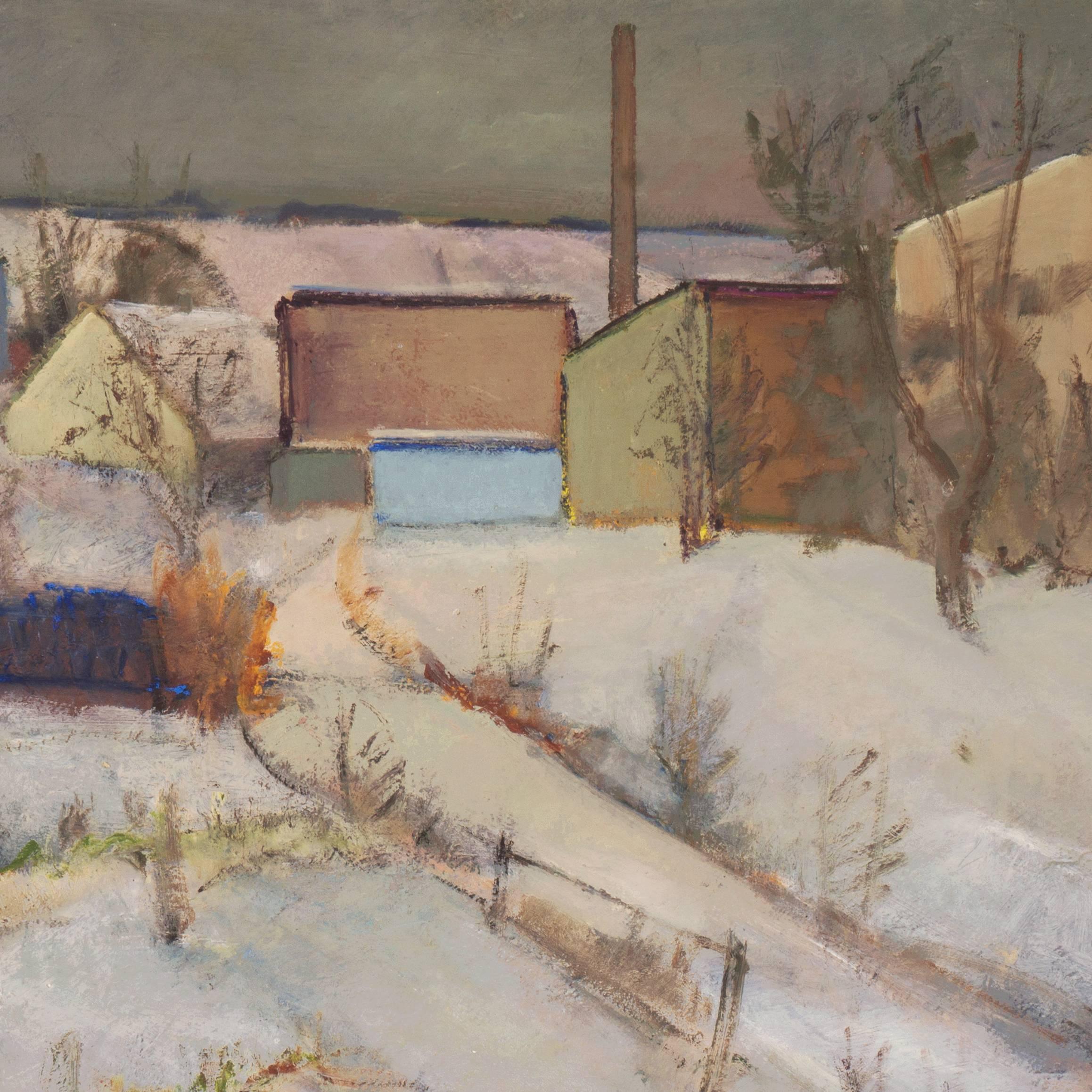 'Winter Landscape', Post-Impressionist Oil, Charlottenborg Academy of Fine Arts - Brown Landscape Painting by Victor Georg Kühnel