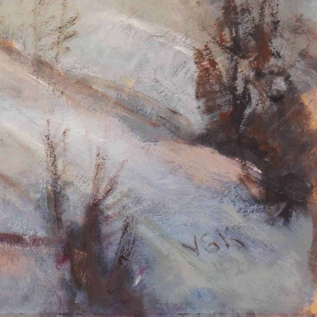 'Winter Landscape', Post-Impressionist Oil, Charlottenborg Academy of Fine Arts - Painting by Victor Georg Kühnel