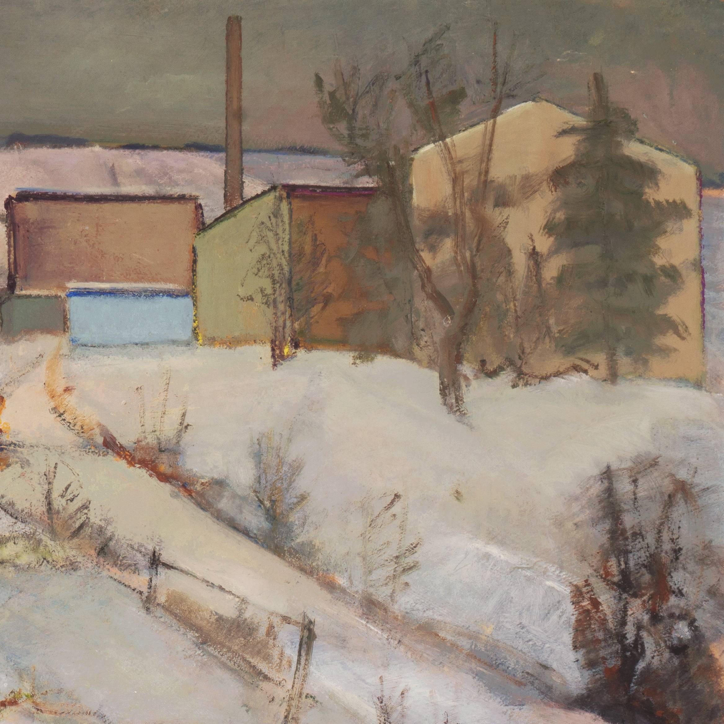 'Winter Landscape', Post-Impressionist Oil, Charlottenborg Academy of Fine Arts For Sale 1