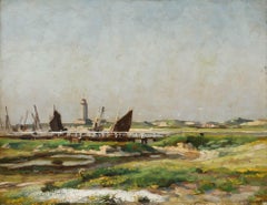 Victor Gilsoul (1867-1939) - Óleo de principios del siglo XX, Canal en Nieuport