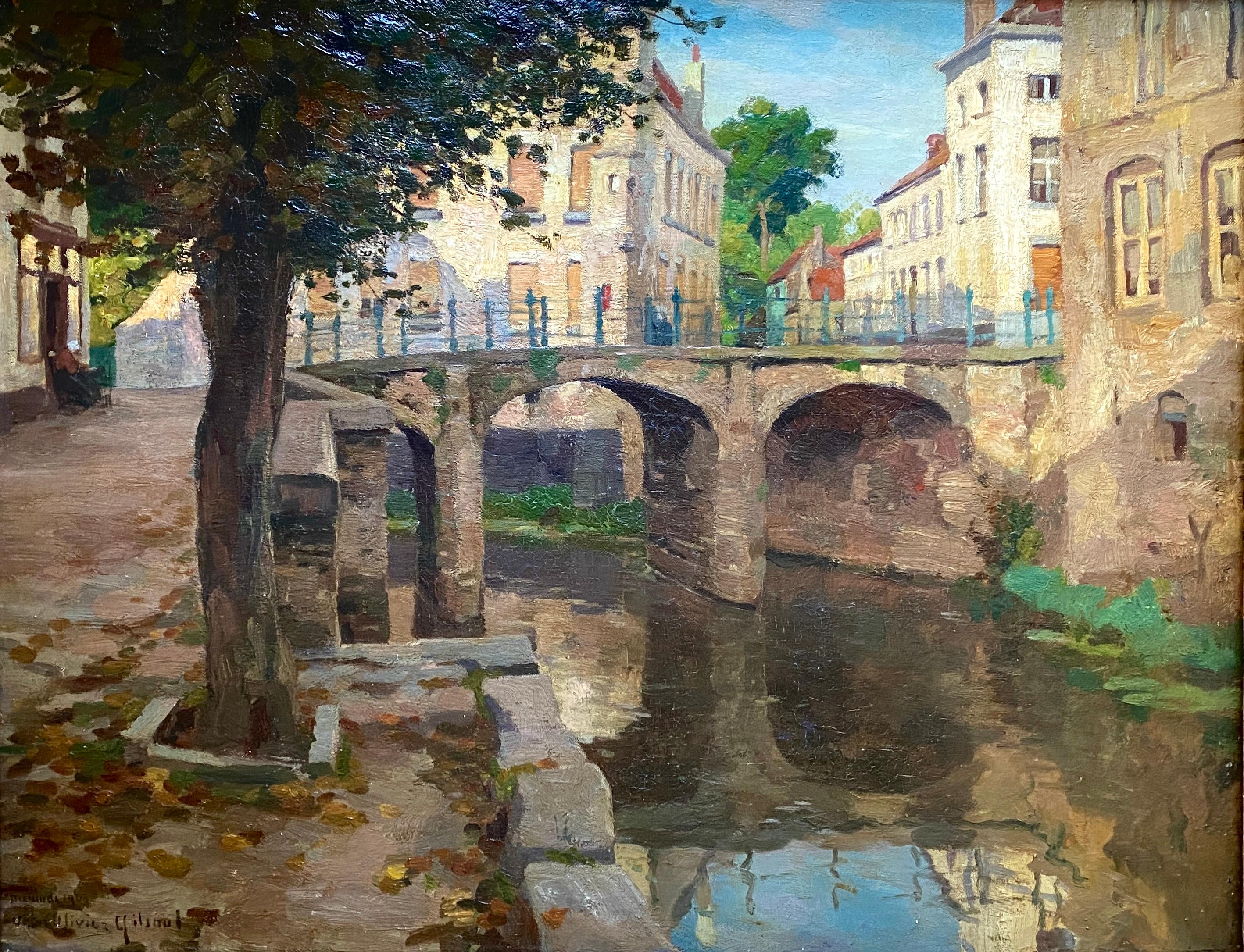 Victor Gilsoul, Bruxelles 1867 - 1943, peintre belge, Vue de Diksmuide, 1900 en vente 1