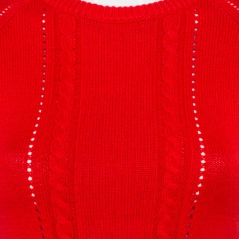 Victor Glemaud Red Knit Sleeveless Open Back Detail Sweater Vest M For Sale 2