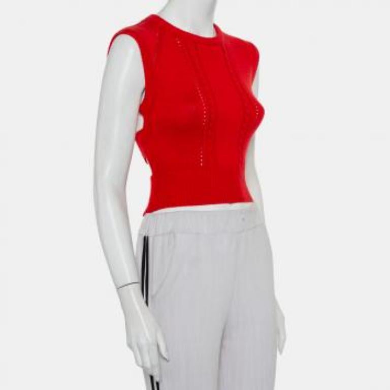 Victor Glemaud Red Knit Sleeveless Open Back Detail Sweater Vest M For Sale 3