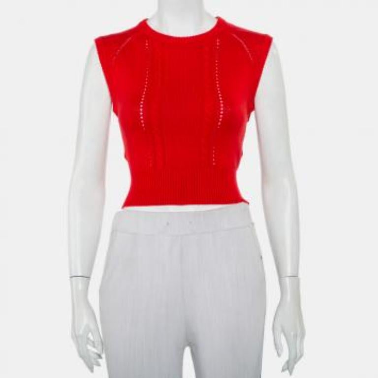 Victor Glemaud Red Knit Sleeveless Open Back Detail Sweater Vest M For Sale 4