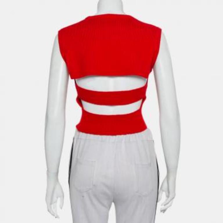 Victor Glemaud Red Knit Sleeveless Open Back Detail Sweater Vest M For Sale 5