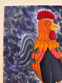 Dos Gallos: Pintura en técnica mixta sobre papel, figurativa, 2022, nueva