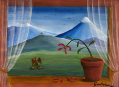 El Jinete con Águila: Mixed Media Painting on Paper, 2022, New