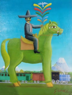 Jinete de la Primavera: Oil on Canvas Painting, Framed, 2025