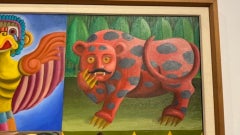 Nahuales: Oil Painting on Canvas, Vibrant Animal Scene, 2000s, Framed