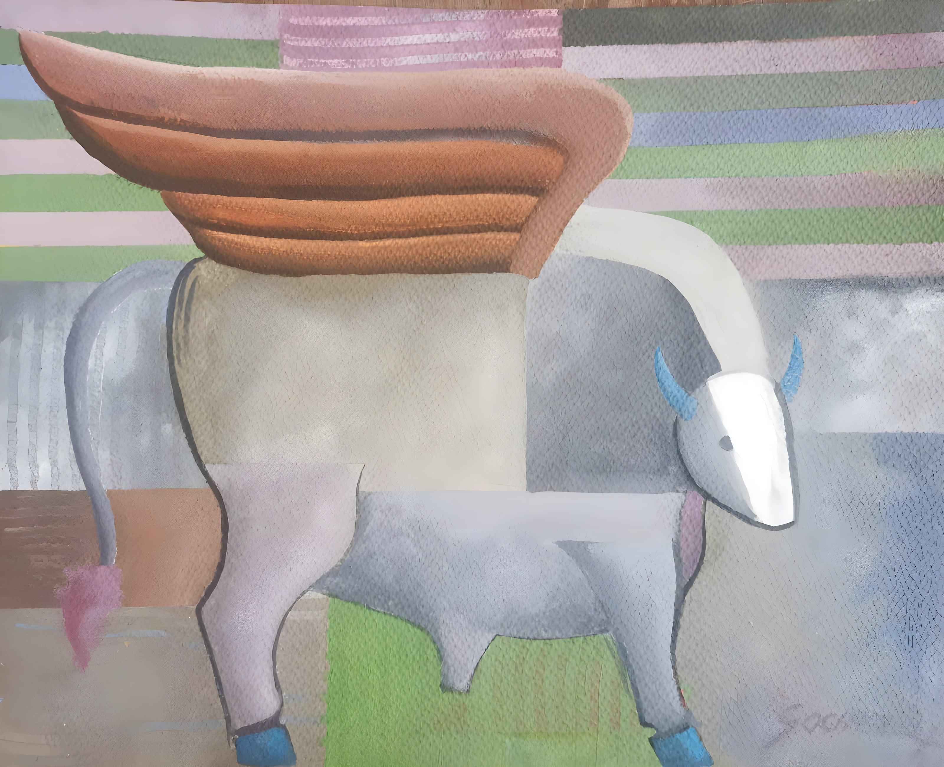 Victor Gochez Figurative Painting - Toro Solo: Painting, Mixed Media on Paper, Framed, Contemporary, 2026