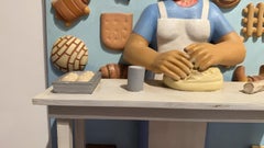La Panadera: Serie "Pasion", scultura in legno, figurativa, 2020