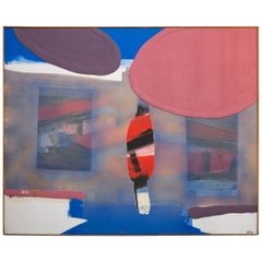 Retro Victor Gomez, Large Abstract Mixed-Media Artwork, 1984