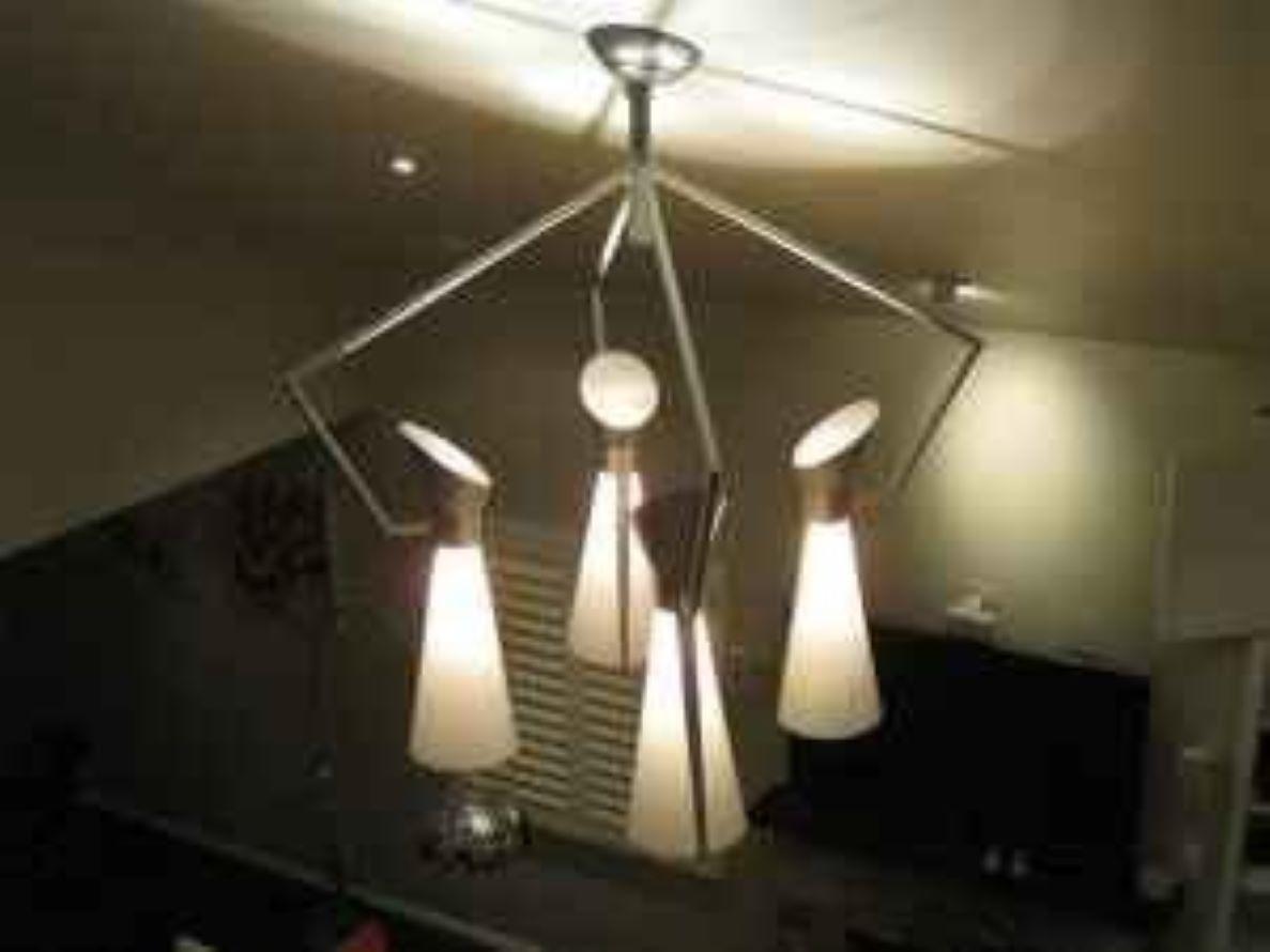 Aluminum Victor Gruen for John Lautner Chandelier Hanging Lamp Mid-Century Extreme Modern For Sale