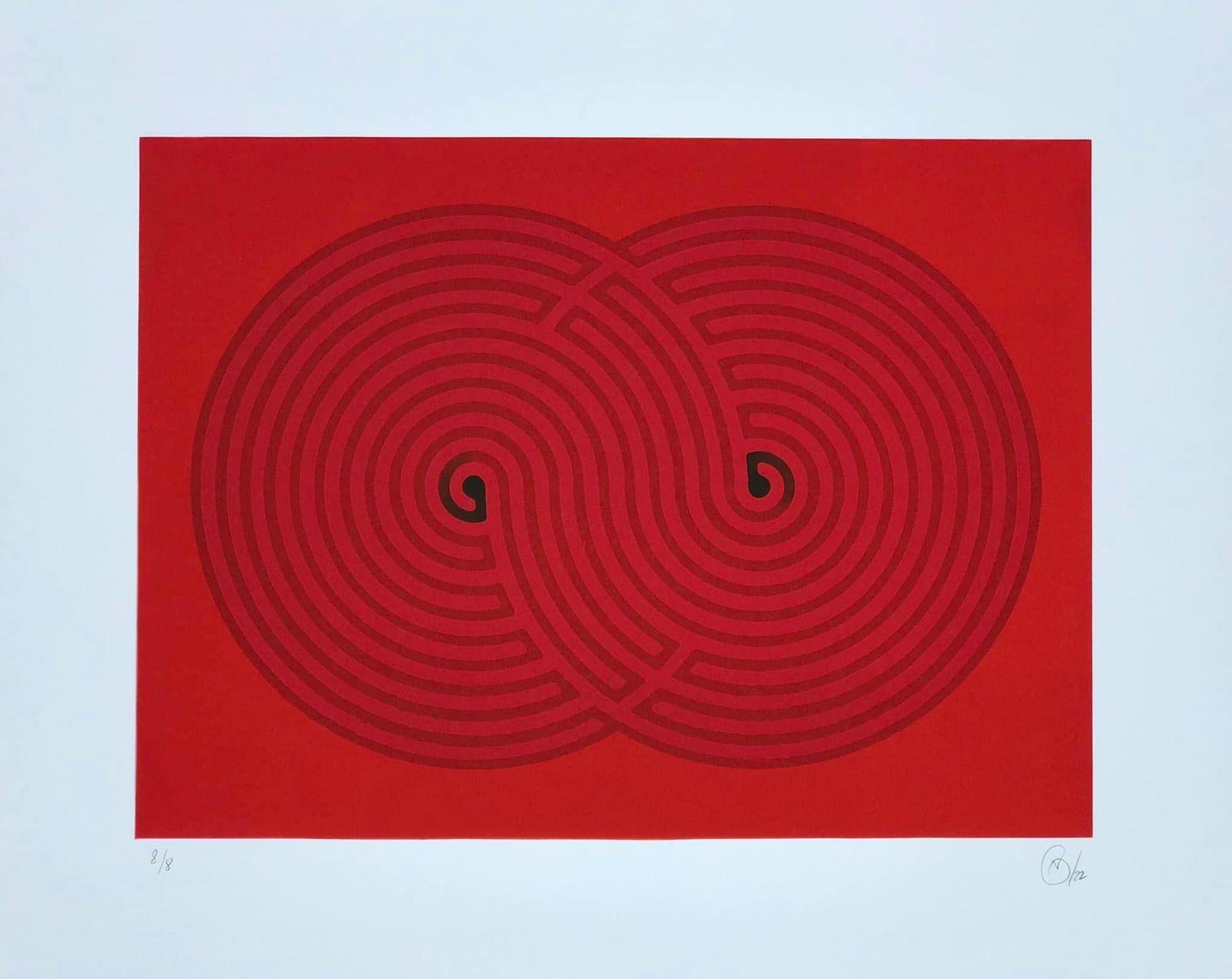 Victor Guadalajara, ¨Homenaje a rojo¨, 2020, Woodcut, 17.1x23.4 in