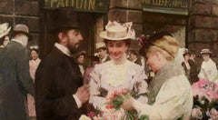 Marche aux Fleurs Elegant Parisians at the Flower Market, Large Oil Painting