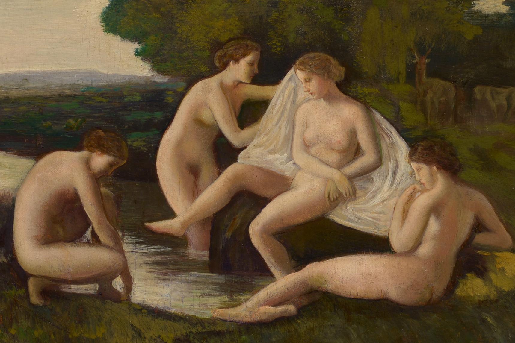 Arcadian Landscape, Nude, Figurative, Impressionist For Sale 2