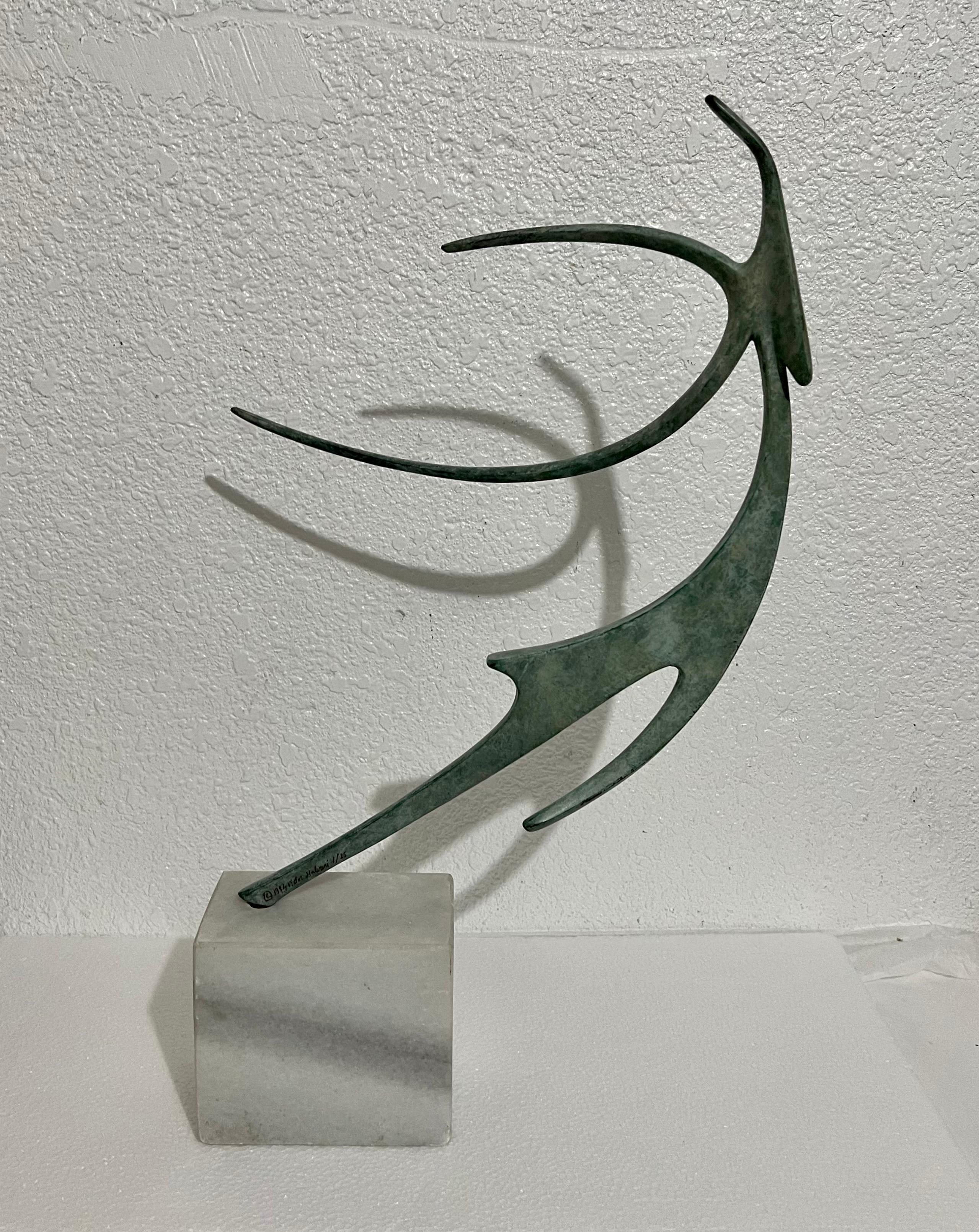 Israeli Bronze Modernist Sculpture Abstract Angel or Bird Winged Figure Safed  8
