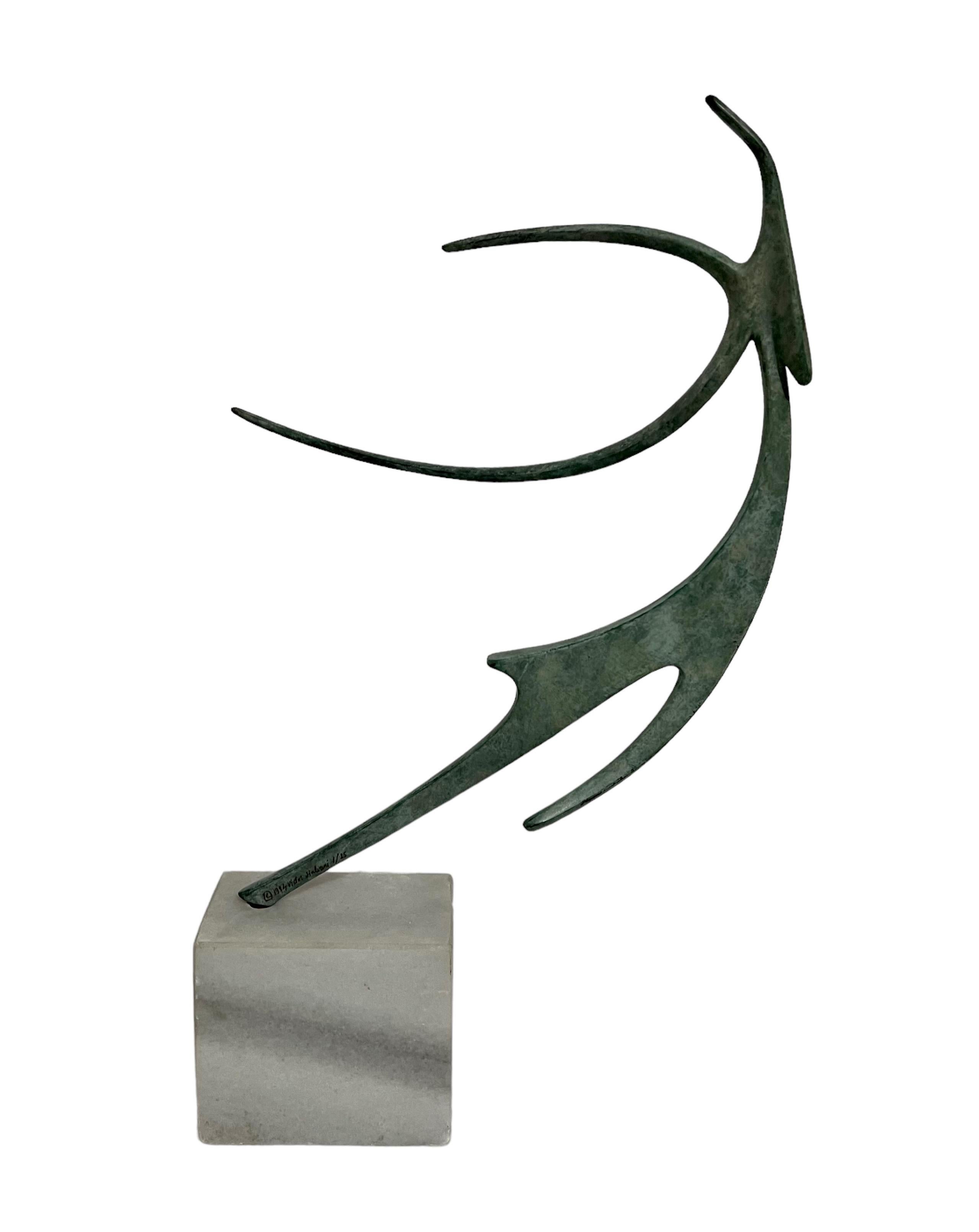 Israeli Bronze Modernist Sculpture Abstract Angel or Bird Winged Figure Safed  10