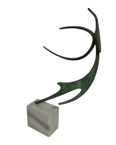 Israeli Bronze Modernist Sculpture Abstract Angel or Bird Winged Figure Safed