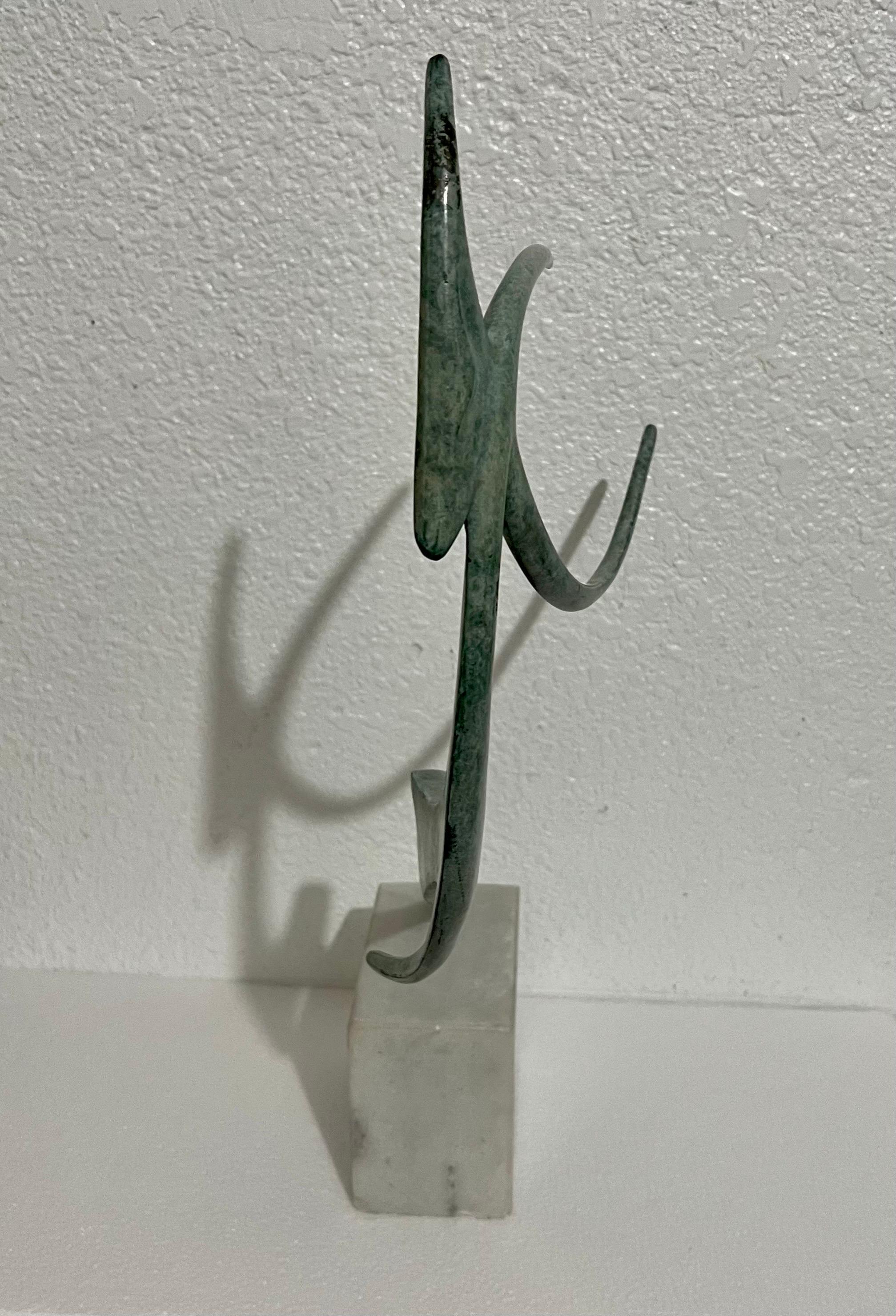 Israeli Bronze Modernist Sculpture Abstract Angel or Bird Winged Figure Safed  6