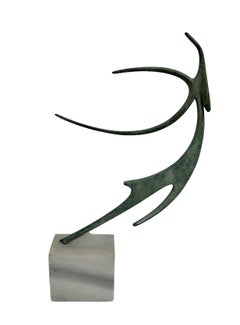 Israeli Bronze Modernist Sculpture Abstract Angel or Bird Winged Figure Safed 