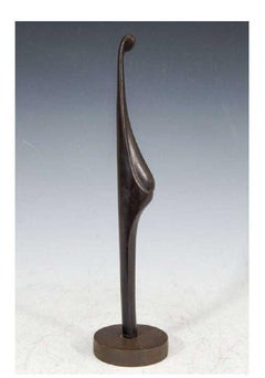 Israeli Bronze Modernist Sculpture Pregnant Woman Abstract Figure Safed, Ein-Hod