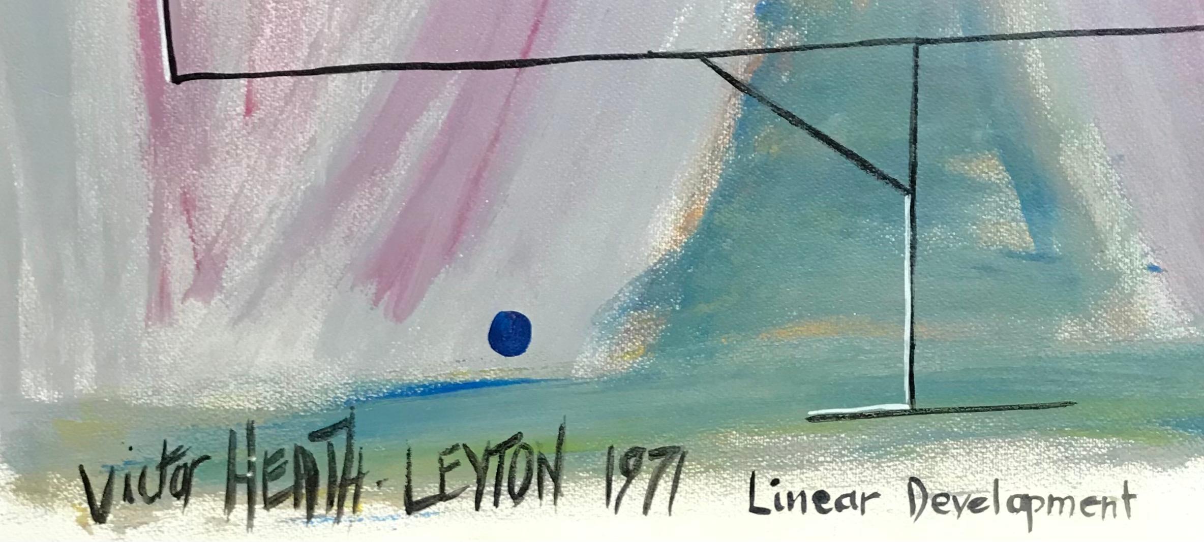 Lineare Entwicklung von Victor Heath-Leytron - Öl auf Papier 58x58 cm (Abstrakt), Painting, von Victor Heath-Leyton