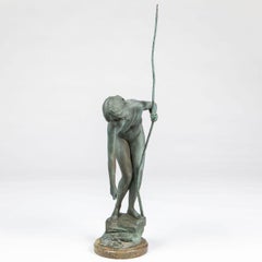 Victor Heinrich Seifert - Bronze Sculpture “Nude Woman Fishing