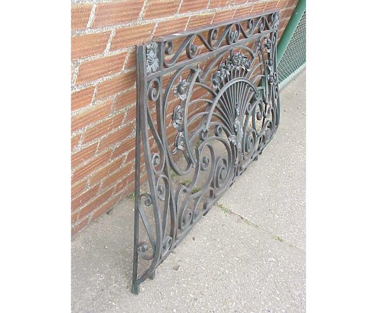 Victor Horta, in the style of. 
A super quality sensual Art Nouveau hand wrought iron balcony railing with stylised sinus forms and floral details, the lower section with a subtle bow.