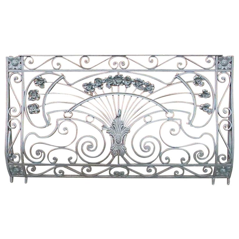 Victor Horta Style of an Art Nouveau Hand Wrought Iron Floral Balcony  Railing at 1stDibs