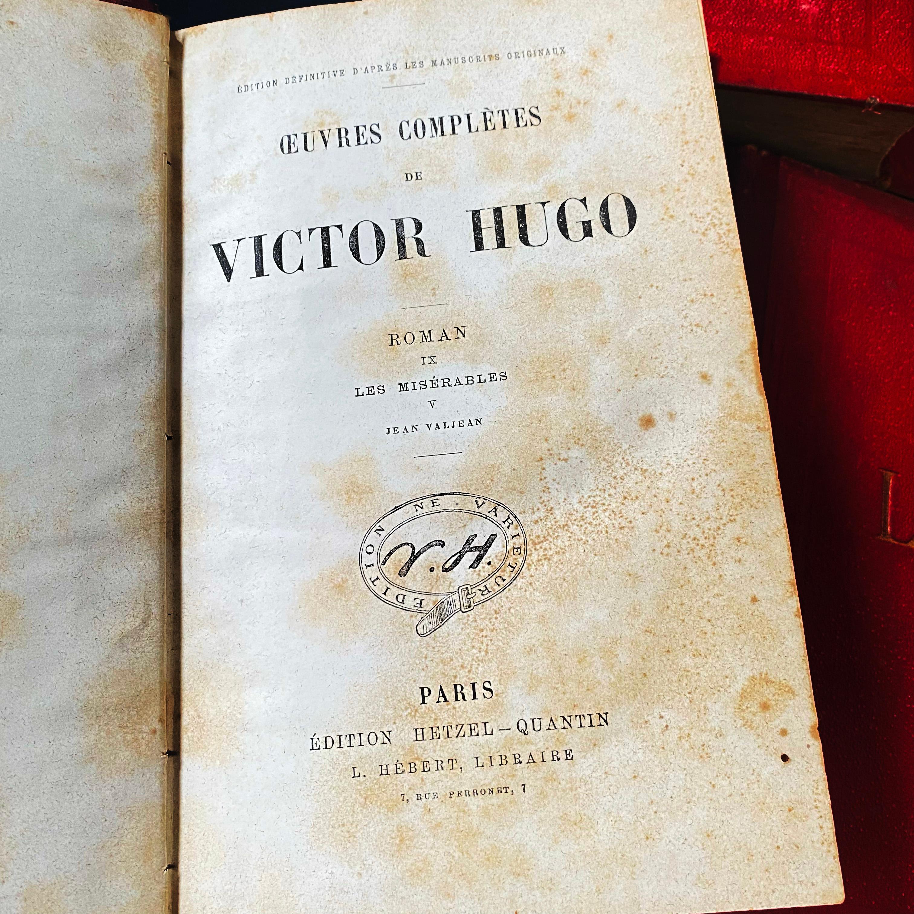 Victor Hugo Les Misérables auf Französisch - Ledergebundener antiker Titel 5 Bände im Angebot 5