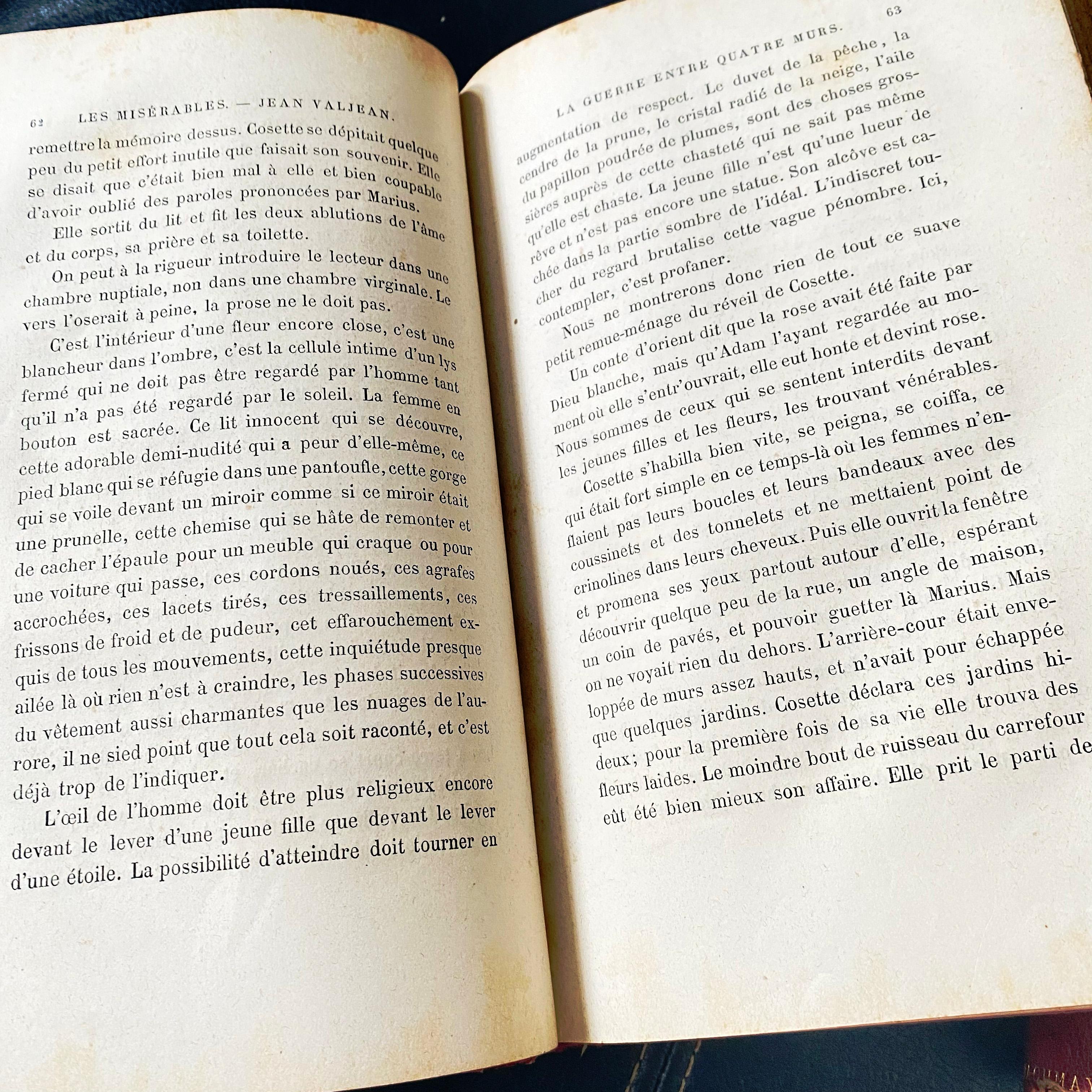 Victor Hugo Les Misérables auf Französisch - Ledergebundener antiker Titel 5 Bände im Angebot 6