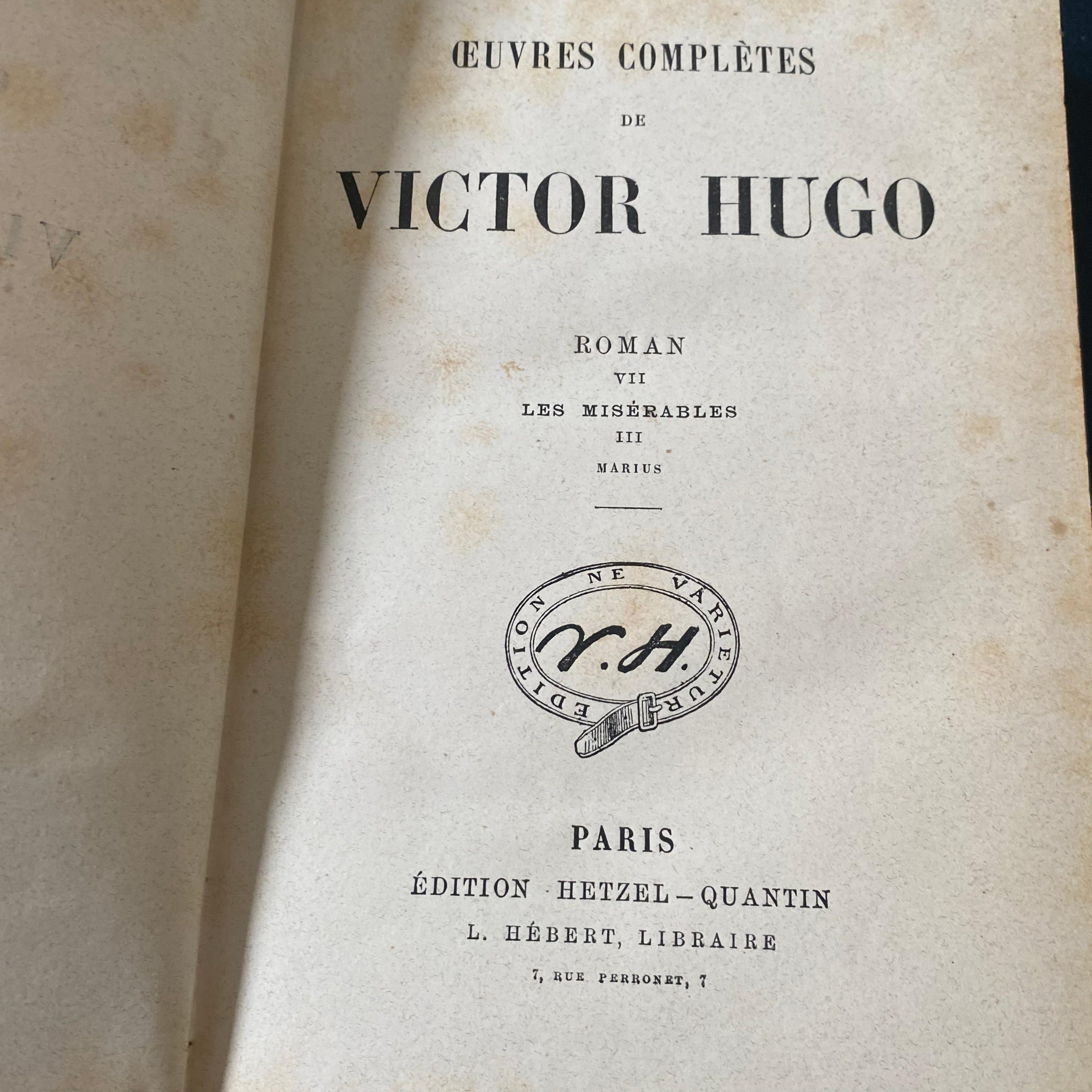 Victor Hugo Les Misérables auf Französisch - Ledergebundener antiker Titel 5 Bände im Angebot 8