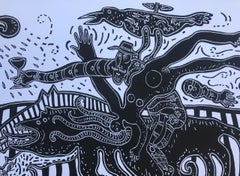 Victor Hugo Nuñez, ¨Los Enamorados I¨, Original 2, 2013, Holzschnitt, 29.5x44.1 in