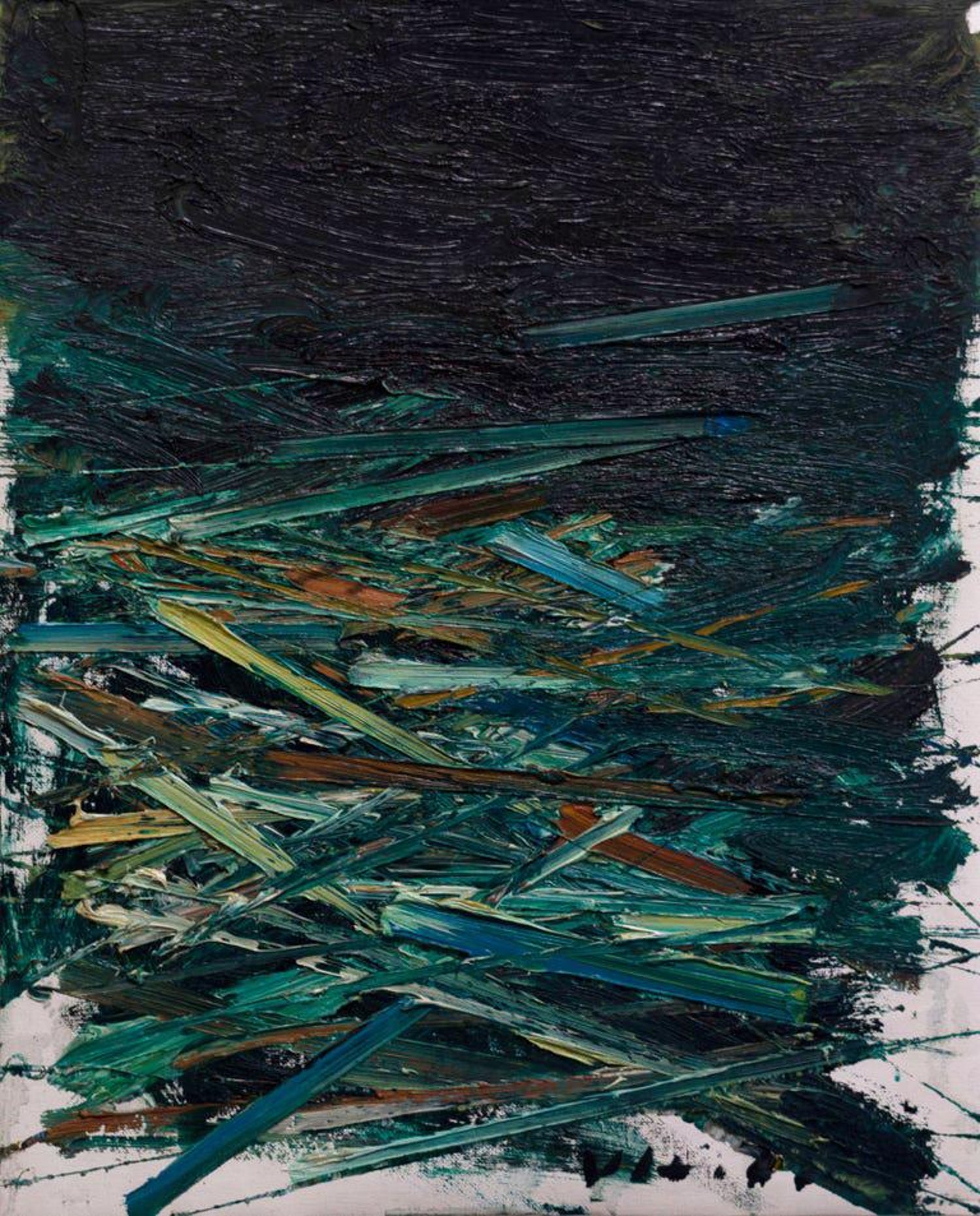 Victor Hugo Zayas Paint Oil Texture Colorful Bright Green Black Canvas Lines Abstract For Sale At 1stdibs