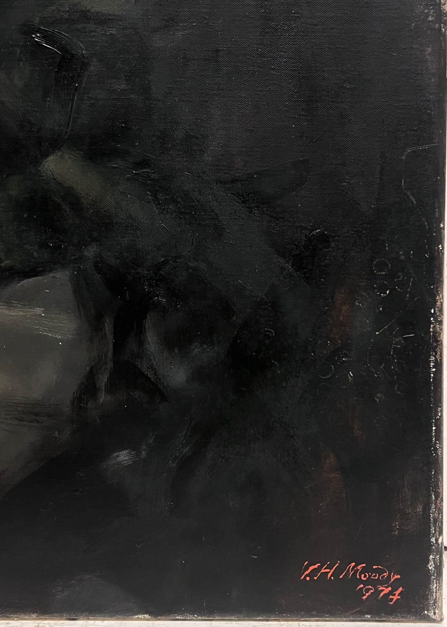 Il gentiluomo legale
ritratto di un avvocato
di Victor Hume Moody (Regno Unito 1896-1990) *vedi note sotto
firmato e datato 1974
olio su tela, senza cornice
tela: 36 x 28 pollici
provenienza: collezione privata, Regno Unito
condizioni: alcuni