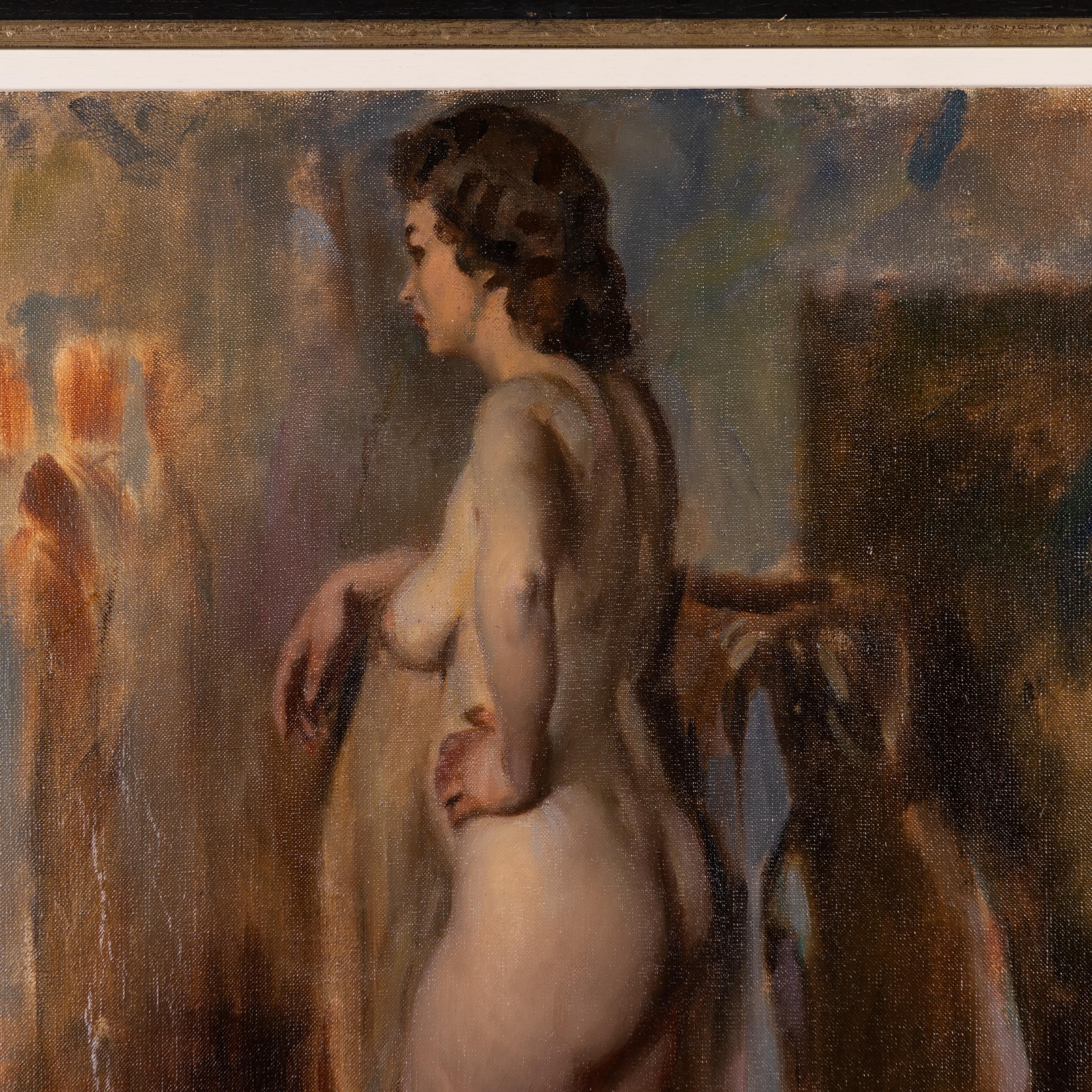 Victor Hume Moody (1896-1990) Nude Portrait Oil Painting on Canvas

About VICTOR HUME MOODY (1896-1990)
Born in London, he studied at Battersea Polytechnic and at Royal College of Art under William Rothenstein. In the early 1930s he moved to Stroud