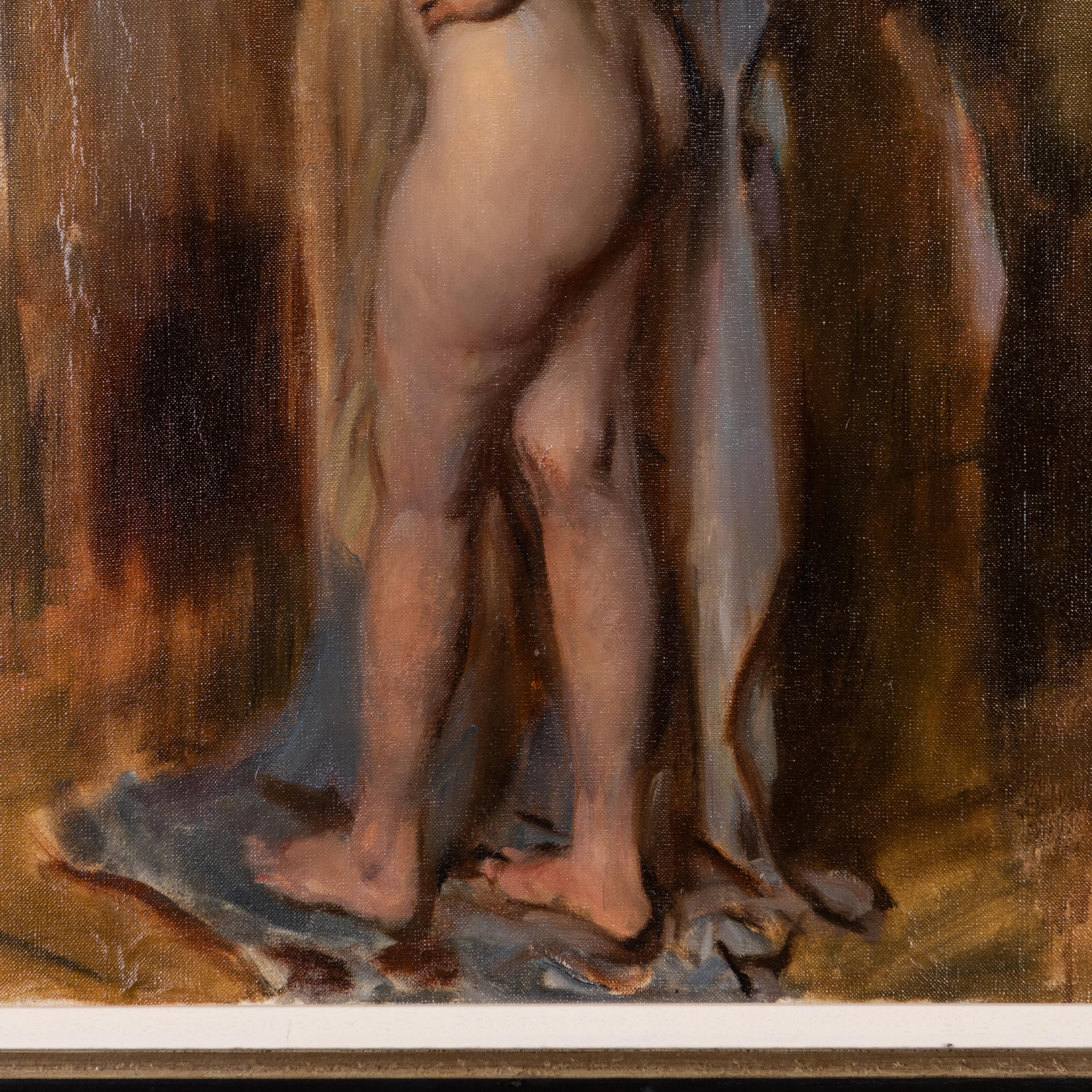 Victor Hume Moody (1896-1990) Nude Portrait Oil Painting on Canvas In Good Condition For Sale In Nottingham, GB