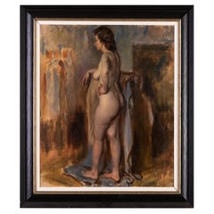 Vintage Victor Hume Moody (1896-1990) Nude Portrait Oil Painting on Canvas