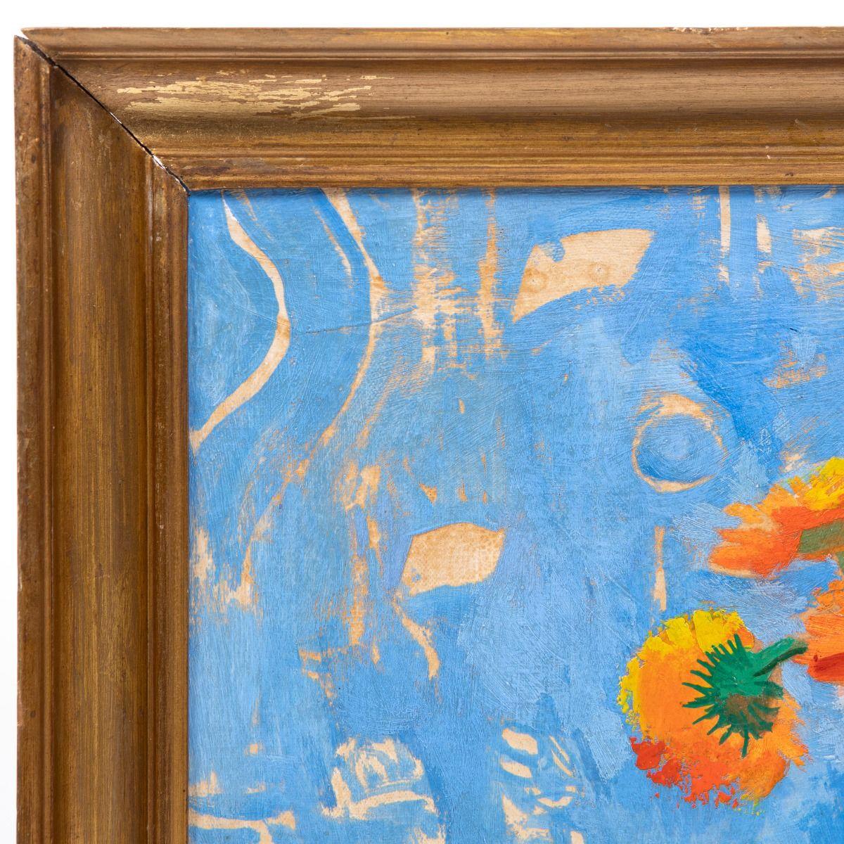 Victor Isbrand, Dänisches modernistisches Stillleben mit Blumen, Öl auf Leinwand, 1945 (20. Jahrhundert) im Angebot