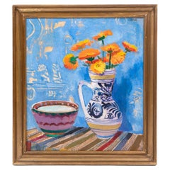 Victor Isbrand, Danish Modernist Still Life with Flowers, Oil on Canvas, 1945