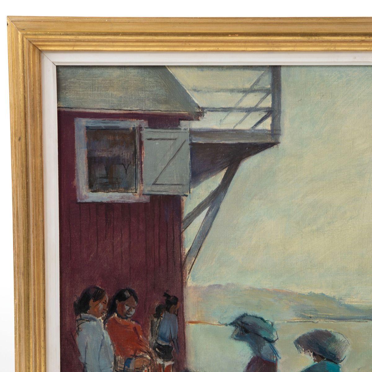 Danese Victor Isbrand, Dipinto a olio con donne groenlandesi che trasportano carbone, Upernavik, 1935 in vendita