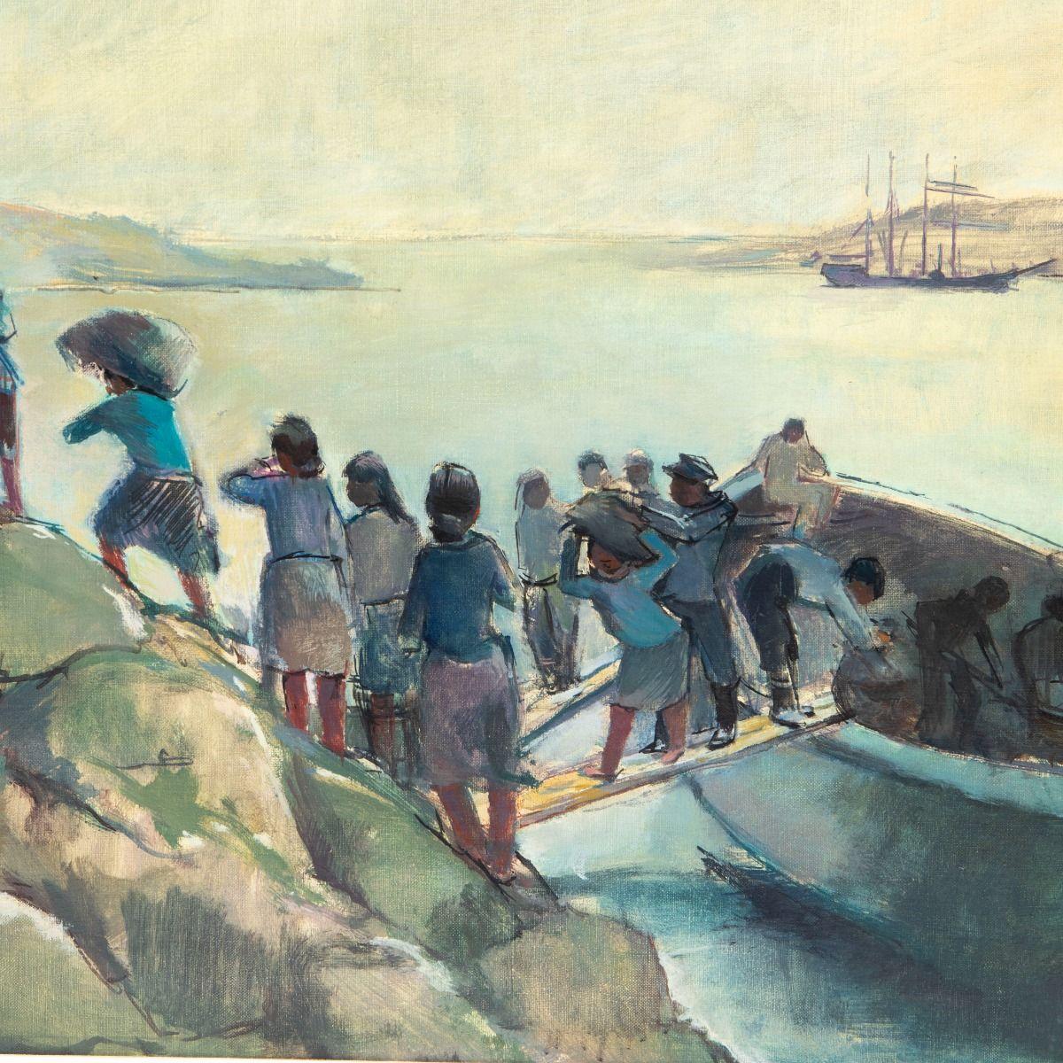 Victor Isbrand, Dipinto a olio con donne groenlandesi che trasportano carbone, Upernavik, 1935 in vendita 2