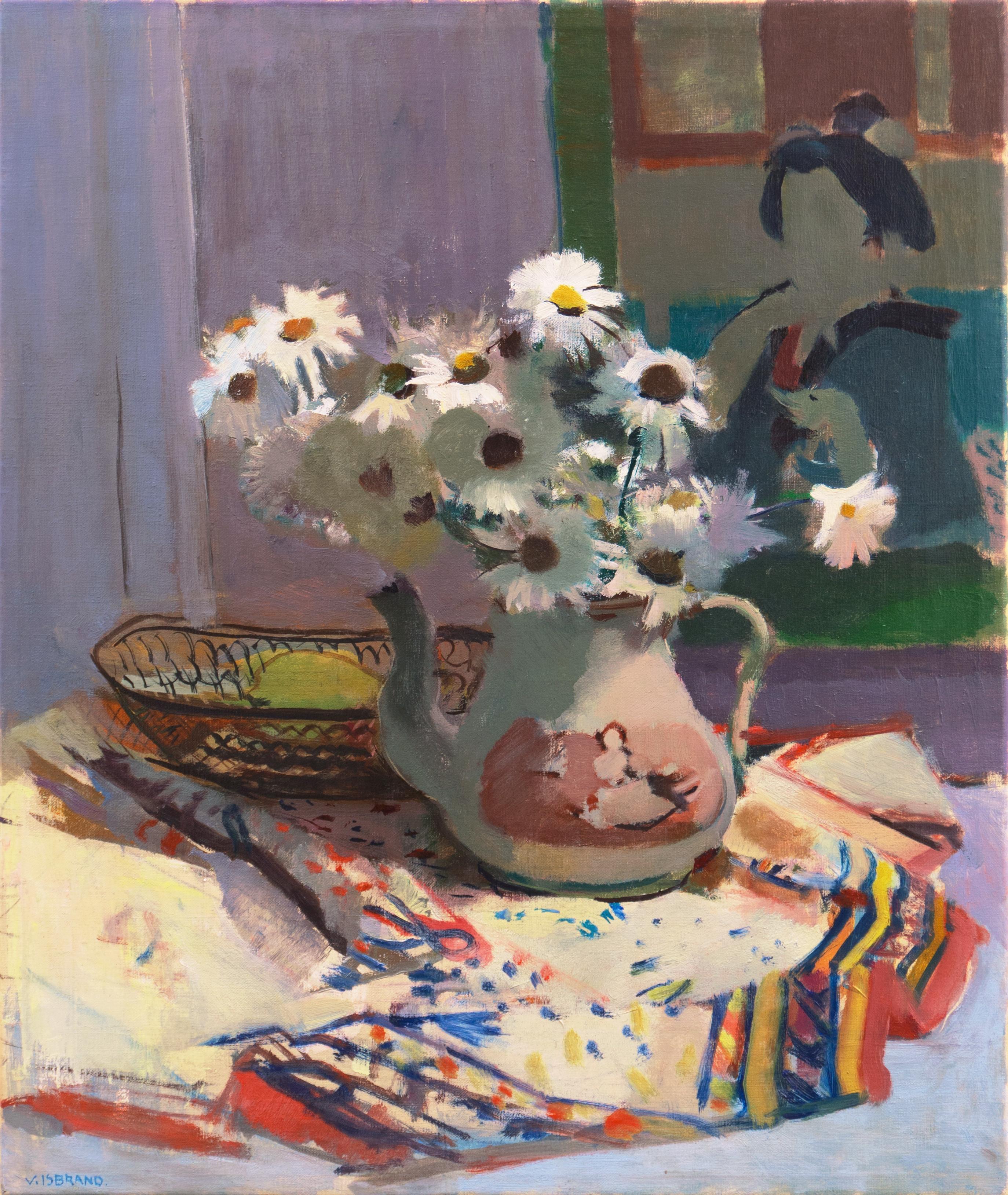 'Daisies with a Japanese Print', Paris, Academie Chaumiere, Large oil Still Life